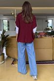Made in Italy Hush Button Knit Waistcoat Burgundy